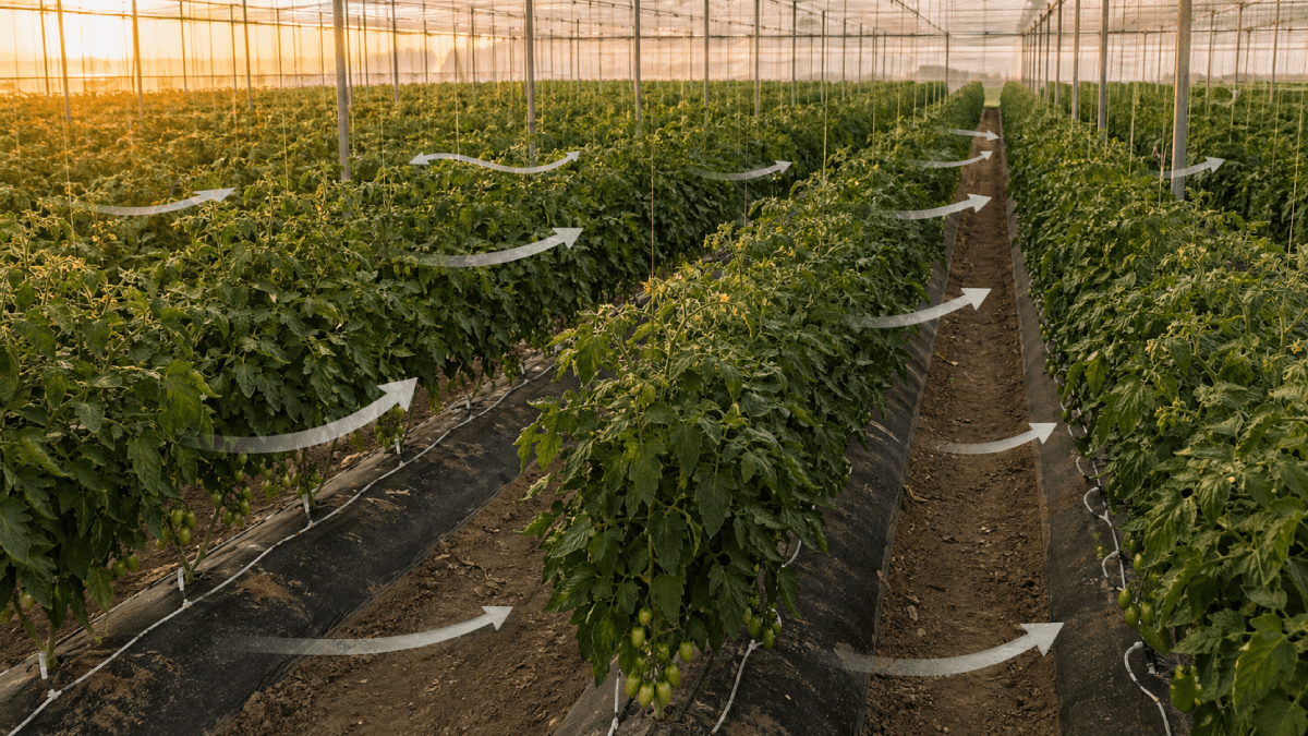 Tomato leaves covered with water droplets